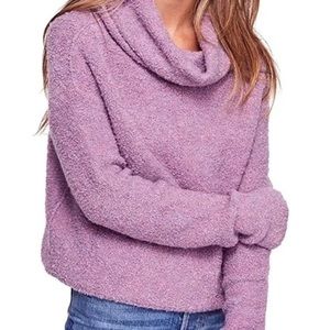 Free People Stormy Purple Pullover Cowl Neck Boxy Fit Wool Alpaca Size M